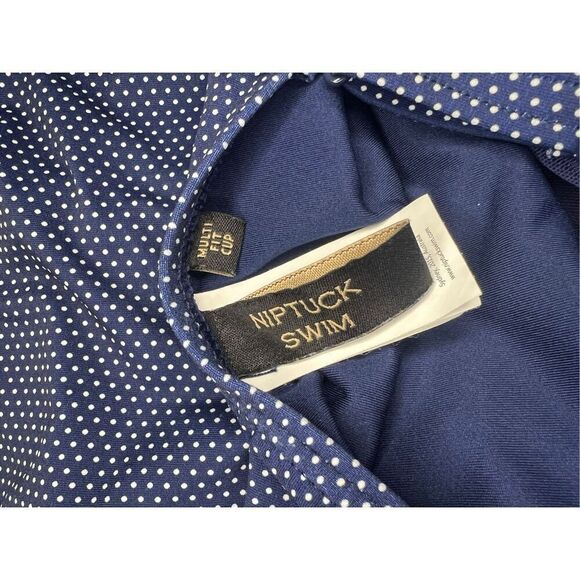 Nip Tuck Women’s 6 One Piece Polka Dot Swimsuit Navy Multi Fit Cup - Picture 5 of 6